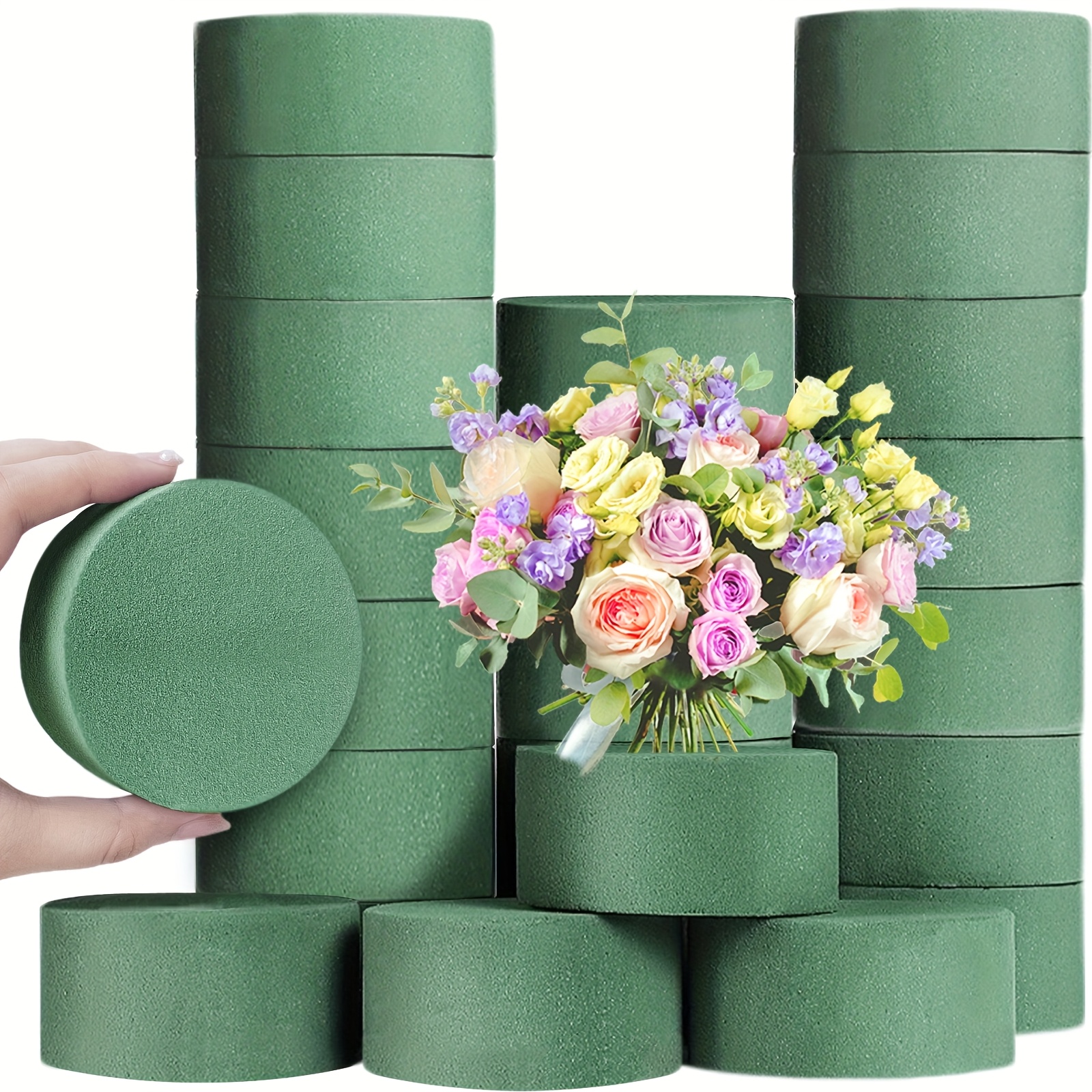 * Stück Runde Blumenschaumblöcke, Grüner Nassschaumblock, Trockener Blumenschaum, Nassfloristen-Styroporblock, Blumenarrangement-Zubehör für Hochzeitsgangblumen, Künstlerische Dekoration, Party