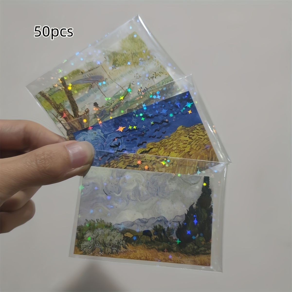 50 Transparent Shiny Photo Bags with a Rainbow Gradient for Card Protection, Suitable for Displaying Game Cards And Storing CollectiblesOpen in new tab.