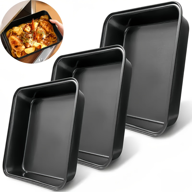 

3pcs Faridabio Carbon Steel Baking Pans Set - , Easy-clean, Oven-safe Deep Rectangular Trays For Pasta, Cookies & Bread - Ideal For & Housewarming Gifts, Sizes , Baking Enthusiasts, Perfect Gift