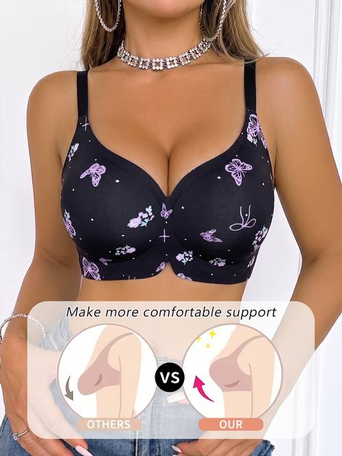 yukeky wire free push up bra with removable pads floral print bralette suitable for small busts free support non sheer coverage hand washable for daily wear gym travel