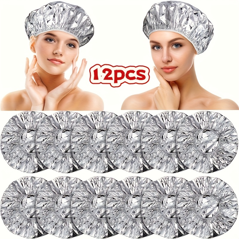 E-shop 12 Tiefenpflege-Kappen aus Aluminiumfolie, wiederverwendbare Haarfarben-Badekappe - Hochwertige Aluminiumfolien-Haarpflegekappe, geeignet für