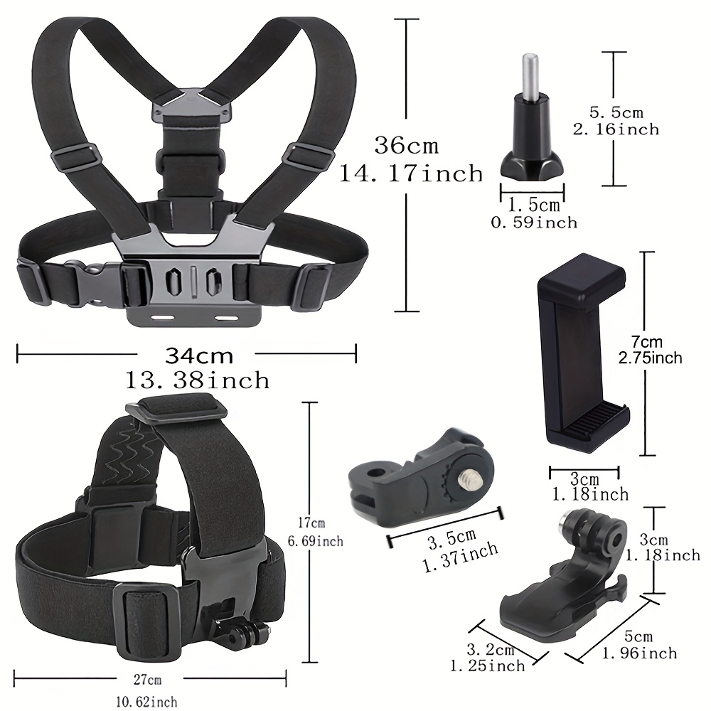 7pcs polyester chest strap kit for action cameras adjustable durable harness with multiple mounting options for outdoor sports and cycling sports camera gear adjustable strap kit durable polyester strap camera accessories Product details 1