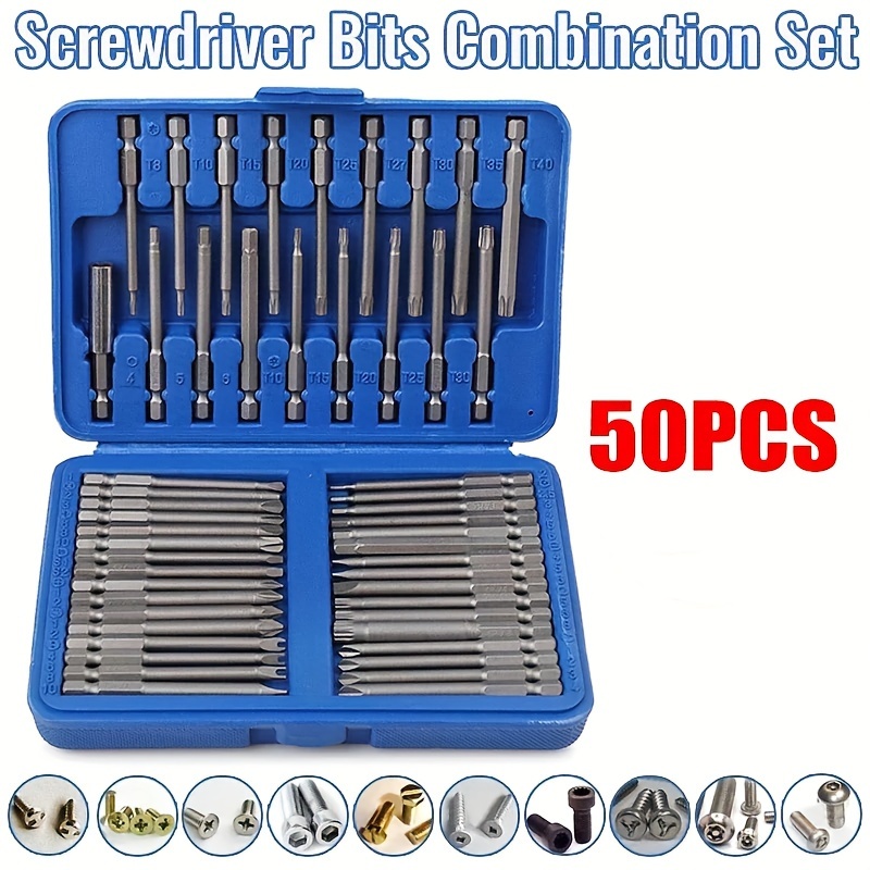 

50pcs Steel Screwdriver Bit Set, Torx Hex Head Style, Metal Hand Tools For Repair And Maintenance, No Electricity Required, Screwdriver Set