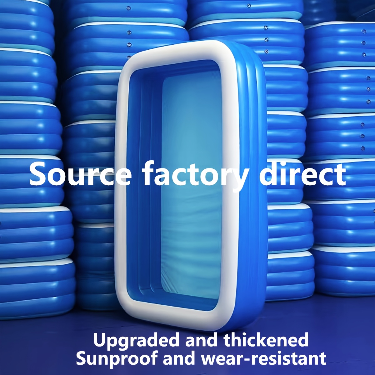 super large 3 4 layer heightened thick inflatable swimming pool foldable pvc sunscreen material blue white rectangular design with   for patio beach camping outdoor   beach swimming pool quick setup pool