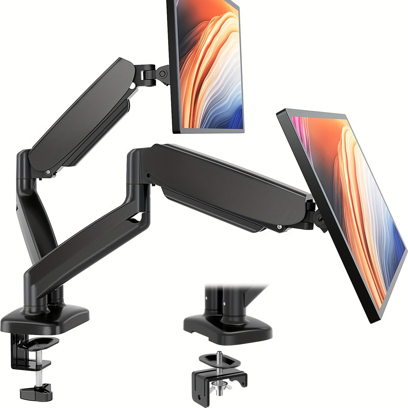 

Smug Dual Monitor Stand Arm, Gas Spring 2 Monitor Desk Mount Adjustable Height Swivel Vesa Bracket With Clamp And Grommet Base Fits 13-32 Inch Computer Screen, Hold 17.6lb