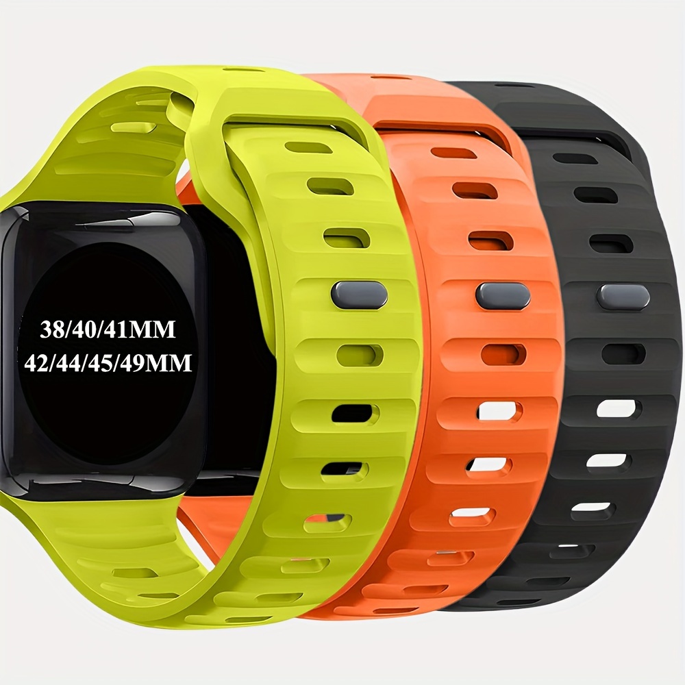 

Durable Sport Bands Compatible For Iwatch 49mm 45mm 44mm 42mm 41mm 40mm 38mm, Men Women Breathable Soft Silicone Waterproof Strap For Iwatch Series 9 8 7 6 5 4 3 2 Se Ultra