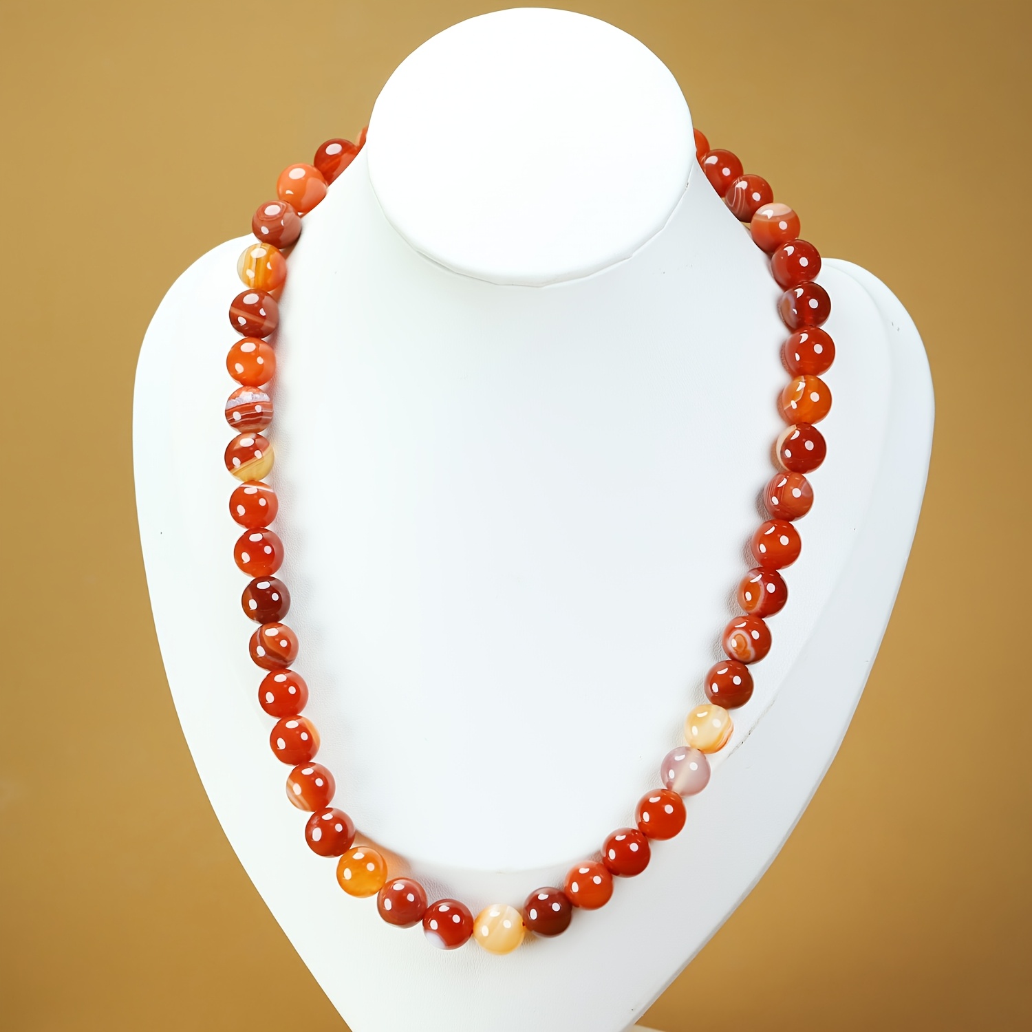 Unisex Agate Round Bead Necklace for Daily Wear