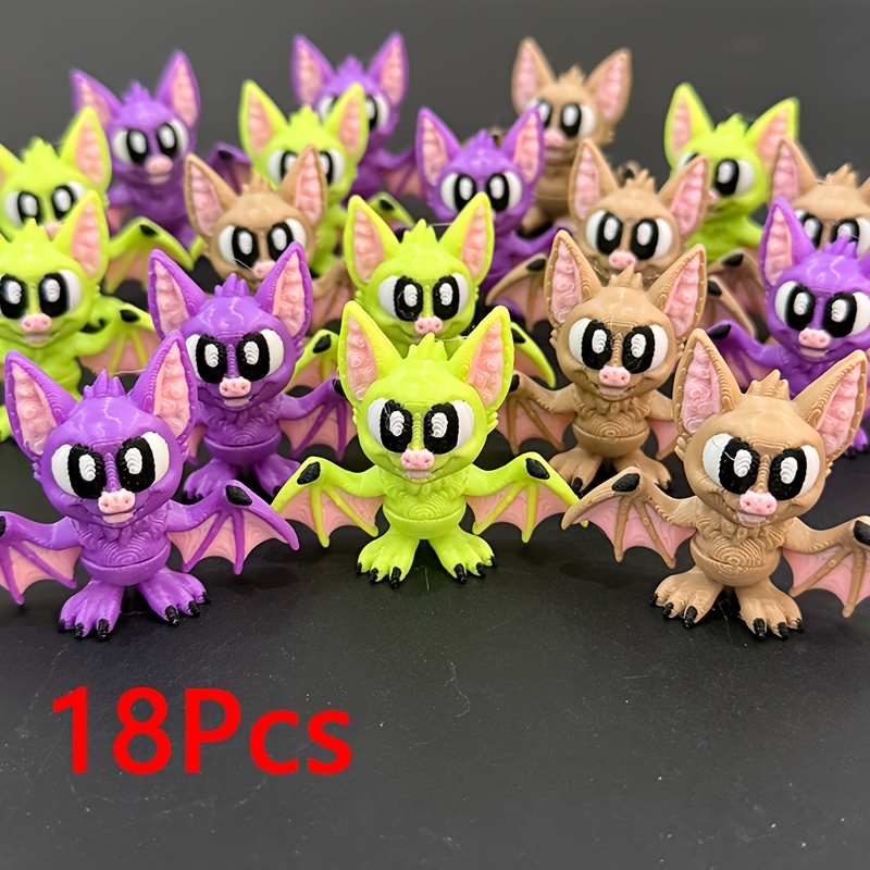 TEMU 18pcs 3d Printed Multicolored Bat Halloween Decorations, Desktop Statues, Home Decor & Party Gifts For Room Decorations, Party Festival Statue