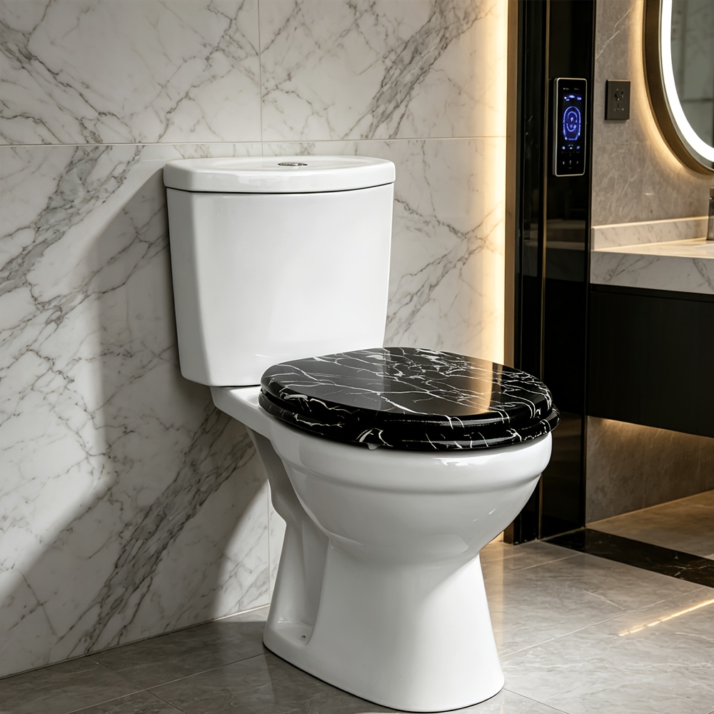 Sainos Toilet Seat With Quiet Closing Lid - Wood Suitable For & Commercial Use, Fit For Residential And Public Restrooms, Hygienic Round Wc Seat