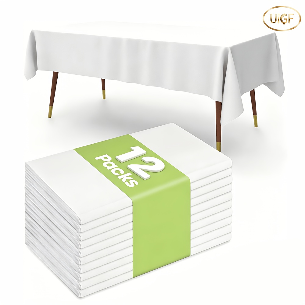 TEMU Uigf - Rectangular Tablecloth, 54 X 72 Inches, Disposable Plastic Rectangular Tablecloth, 12-pack, Suitable For Banquets, Dining, Weddings,