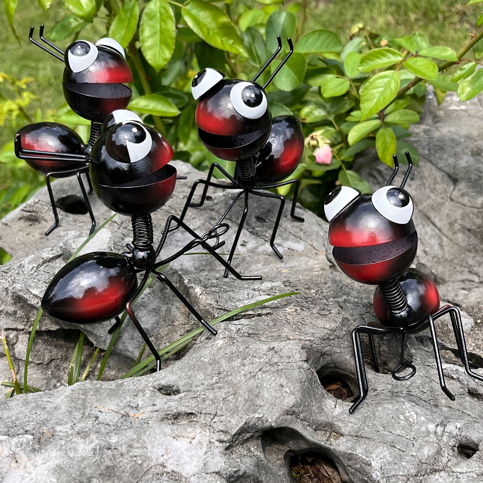 

4pcs Metal Black Ants Garden Decor Insect Ornaments For Indoor Or Outdoor Wall Sculptures Lawn Ornaments Fence Decorations