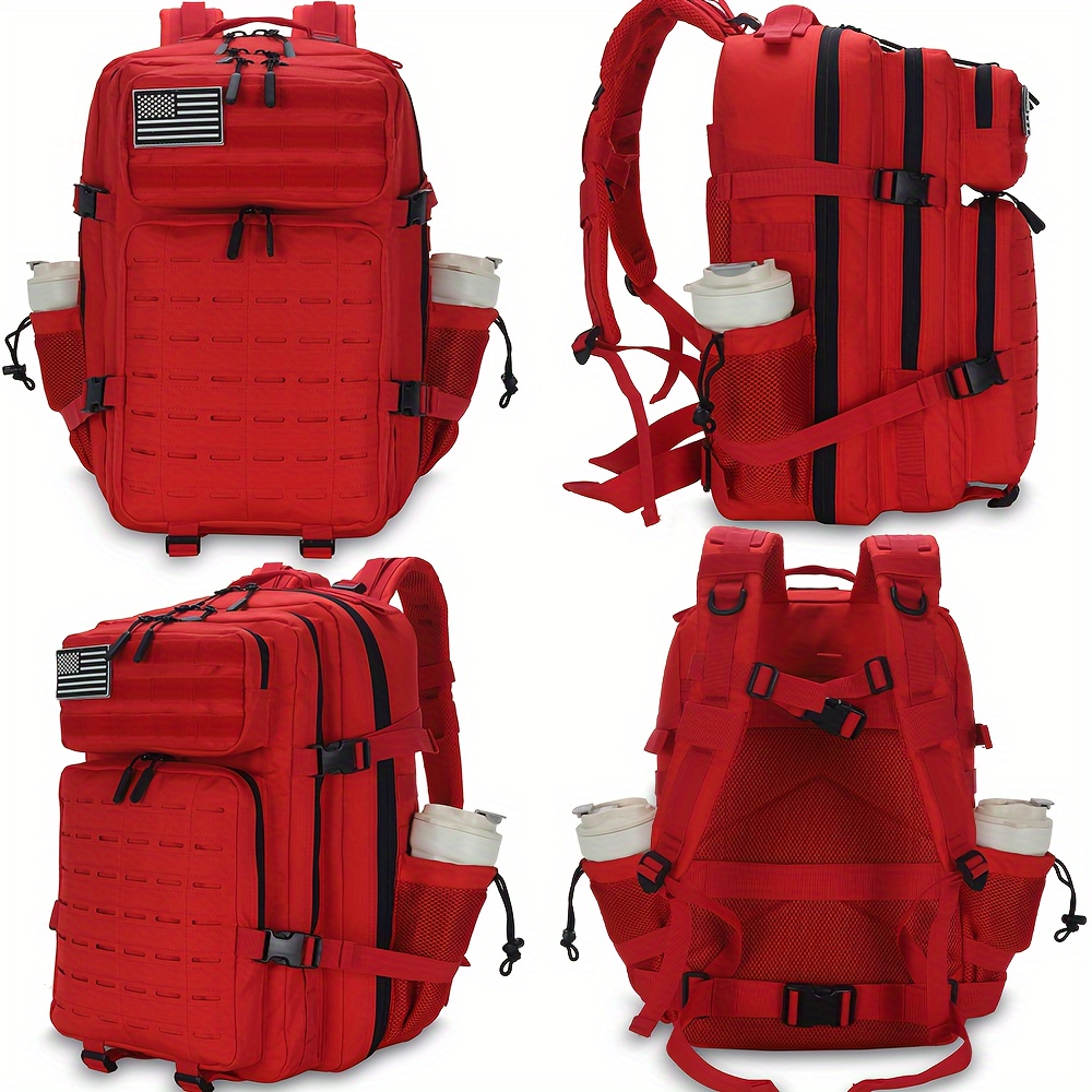 

45l Red Backpack, 3 Day , Cherry Pattern Large Bag, Rucksack And Daypack For Men Woman, For Outdoor Hiking Camping