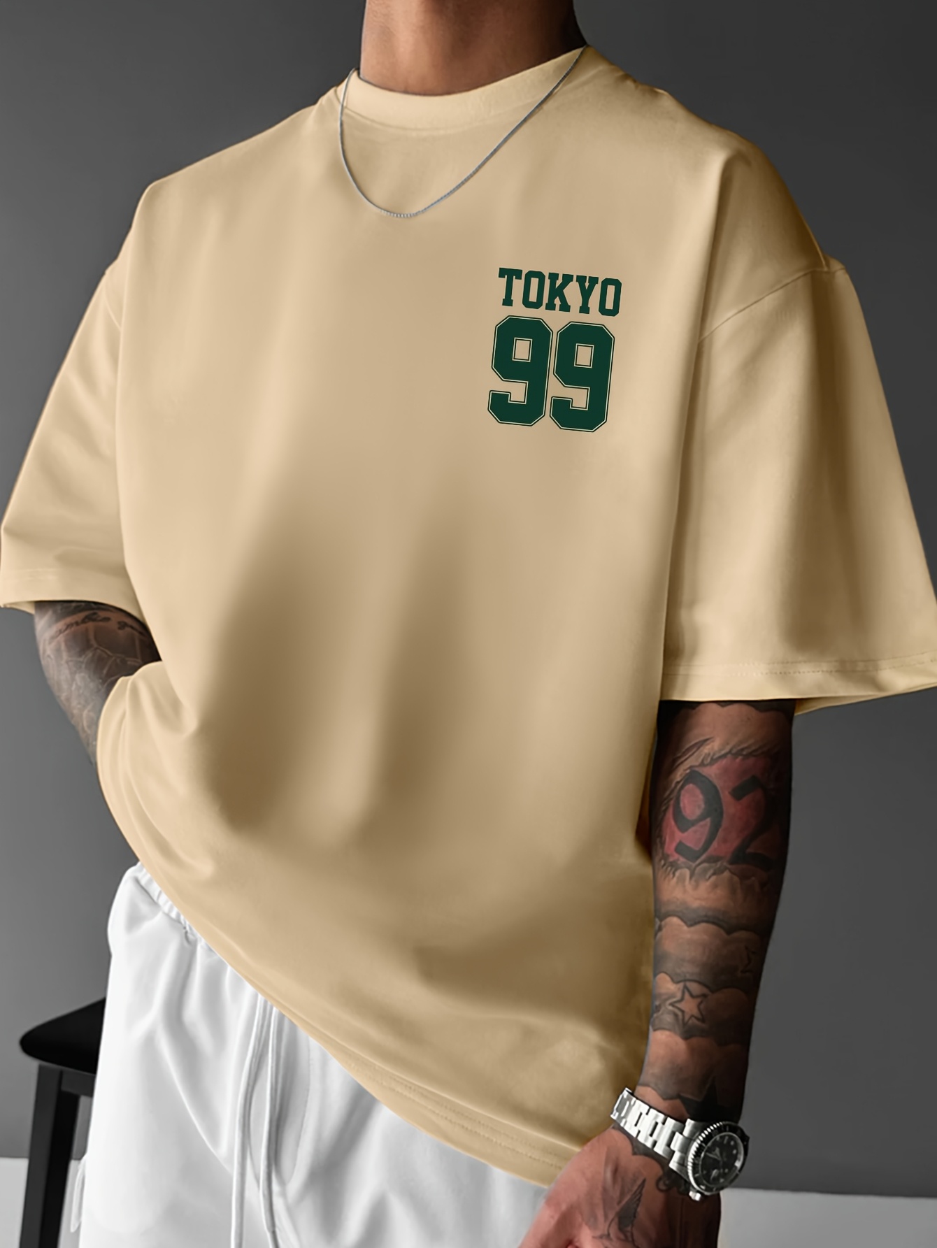 mens street style graphic t shirt tokyo 99 crane design - Temu Oman