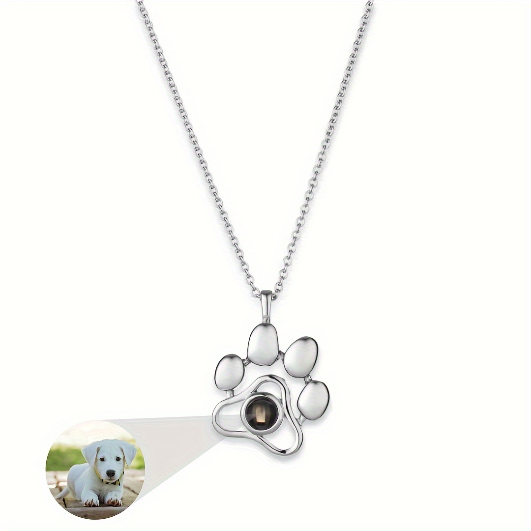 E-shop Personalisiertes Haustier-Projektionsbild-Halsband, individuell gestalteter Hunde-Pfoten-Anhänger aus Edelstahl, Erinnerung, wunderschöne,