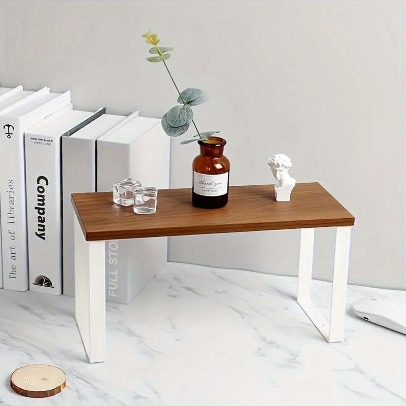 TEMU Elegant Wood And Metal Desktop Shelf: Perfect For Office Or Home Use