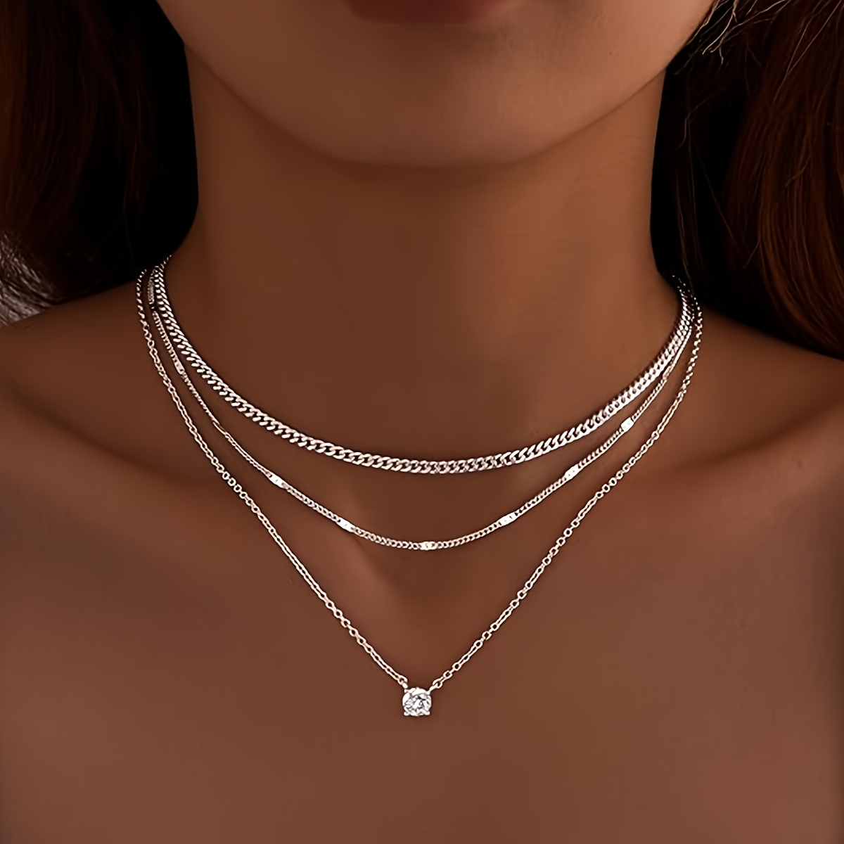 Women's 18K Gold Plated Layered Necklace Set