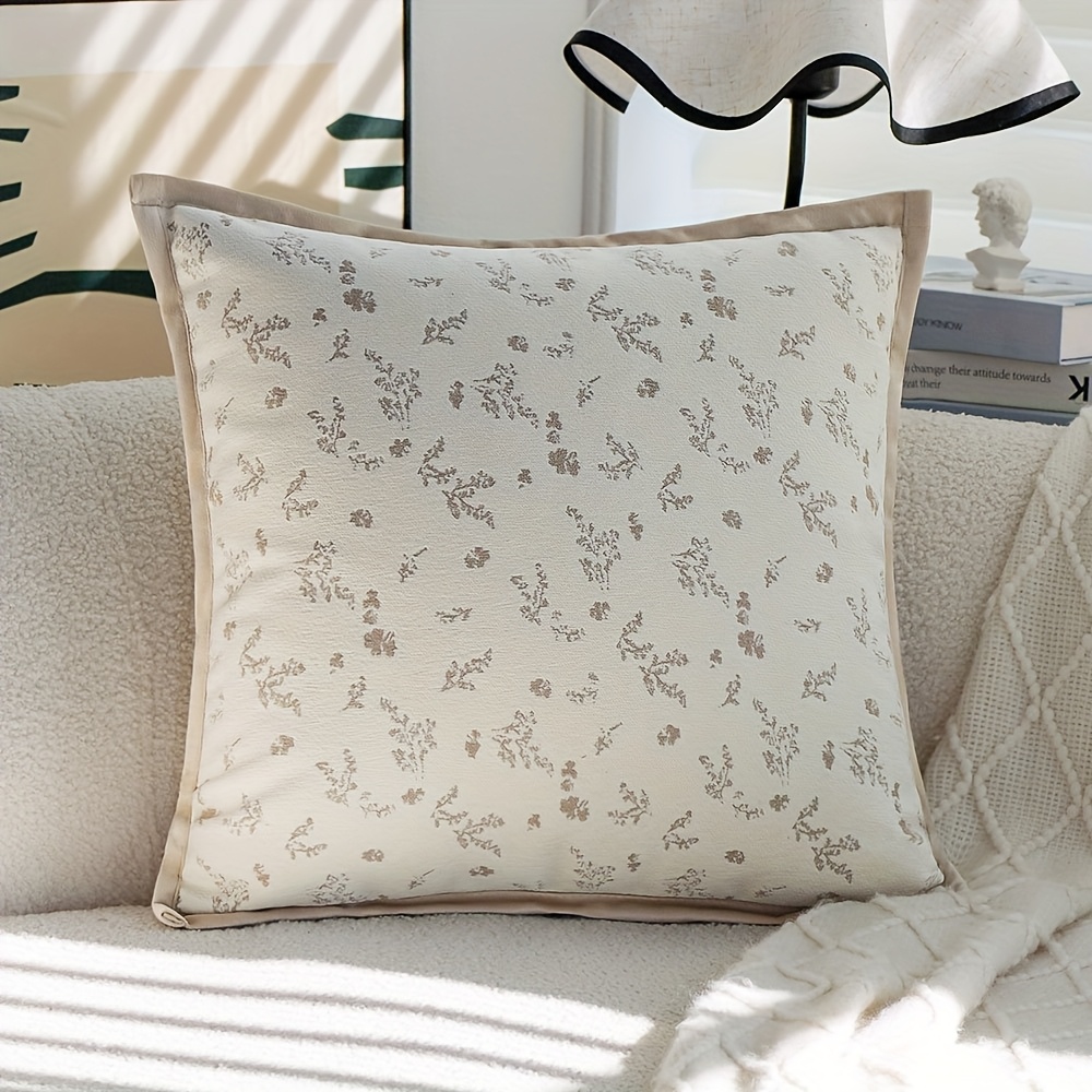 1pc Of Floral Decorative Pillowcase, Jacquard Soft Piped Pillowcase Suitable For Living Room Sofa Decor, Insert Not Included
