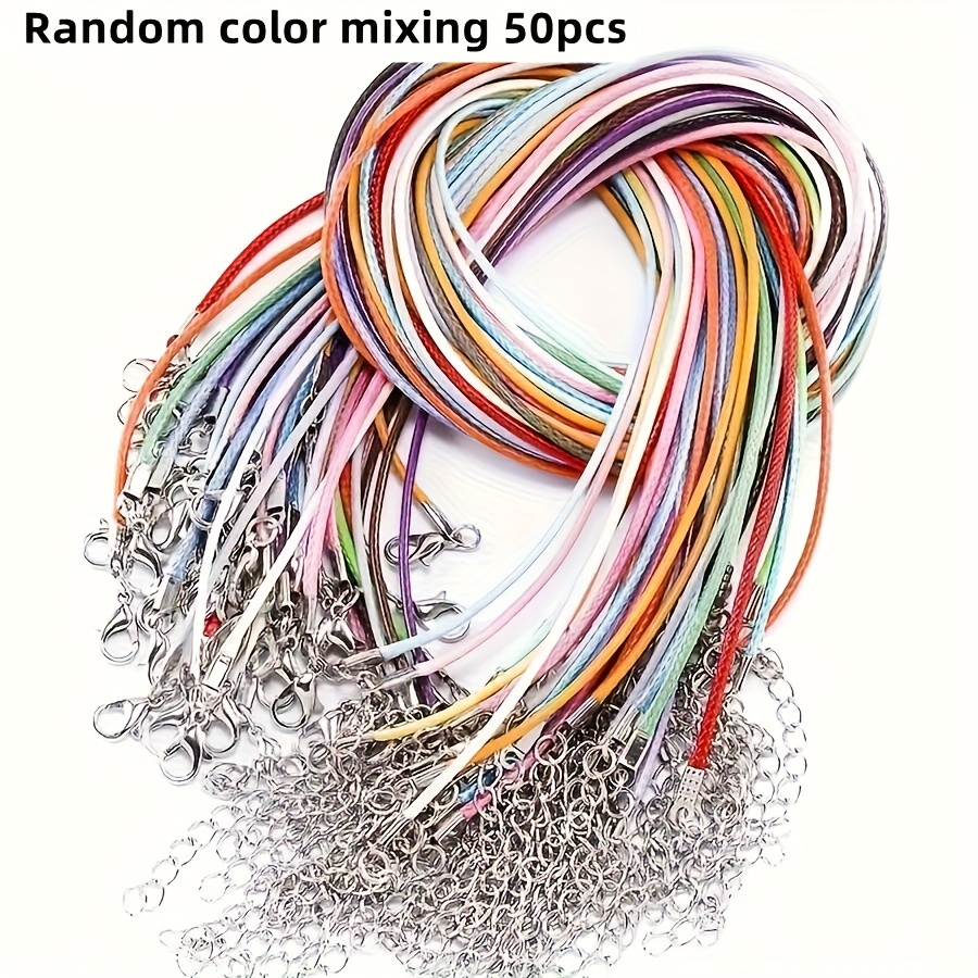 TEMU 50pcs 45cm Diy Lobster Wax Thread Pendant Necklace Jewelry Wax Thread Rope Chain Jewelry Necklace Men And Women Necklace Matching Necklace
