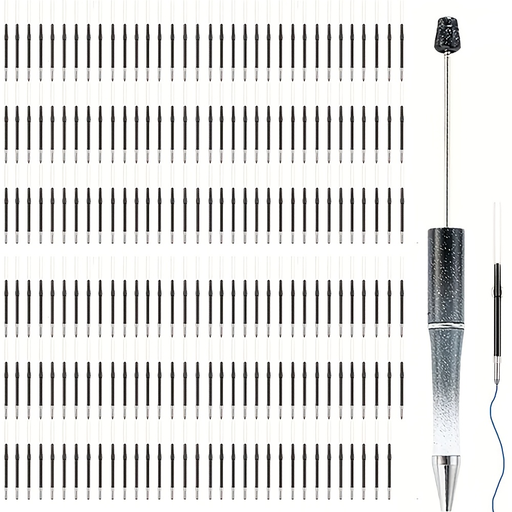 203pcs Black/blue Beadable Ballpoint Pen Refills, Medium Point, Bulk Pack For Plastic Bead Pens - Aubeinson, Refills, Bead Pen
