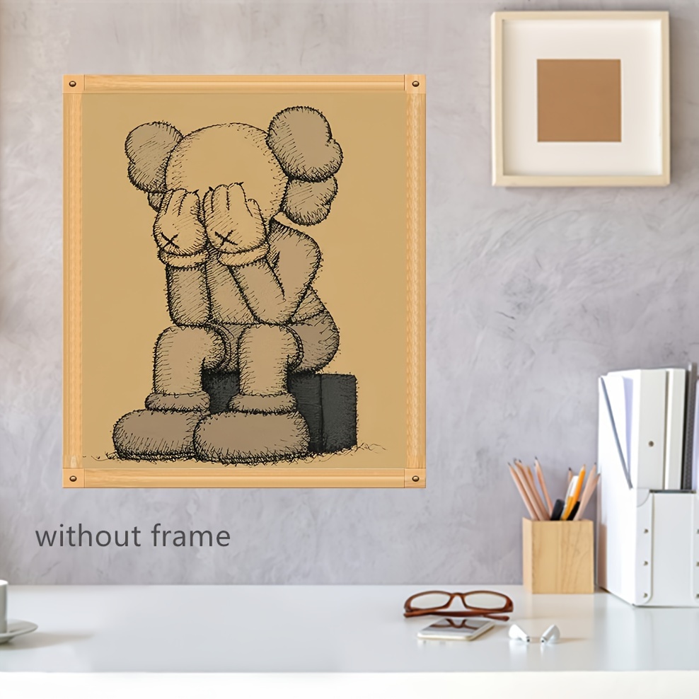 

Vintage Pixel Art Teddy Bear Canvas Print Poster, Wall Art For Living Room, Bedroom, Bathroom Decor, Unframed Canvas Painting