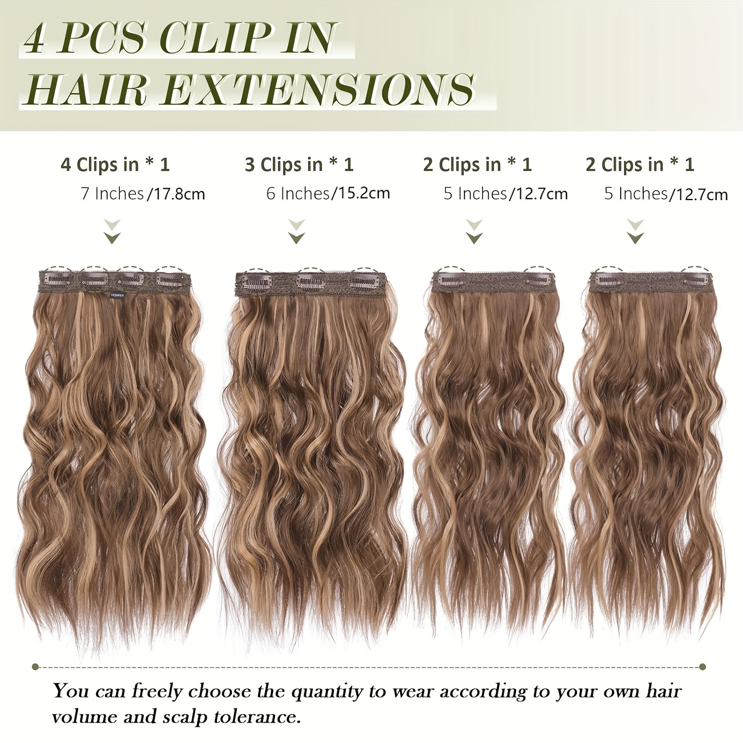   clip in hair extensions 4pcs long wavy thick hair piece highlighted   synthetic natural curly extension for women 16 inch details 4