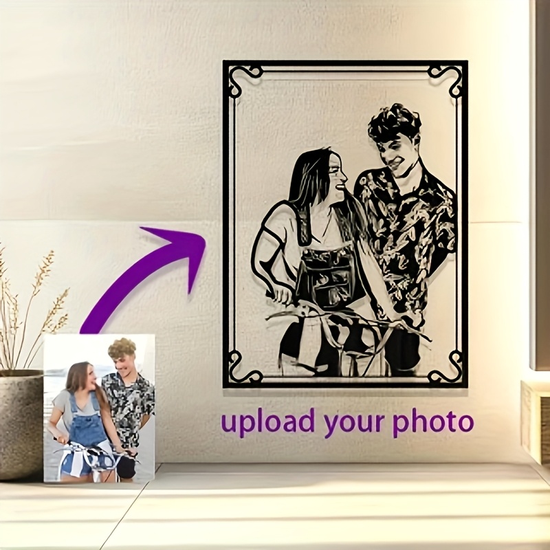Custom Metal Wall Art - Personalized Photo Frame for Home Decor, Perfect Gift for Friends & Family, Modern Hanging Portrait Sculpture for Mother’s Day, Father’s Day, Graduation, Thanksgiving, St. Patrick’s Day - Indoor Vertical Wall Decoration with Ornate Frame Design, Large Wall Art