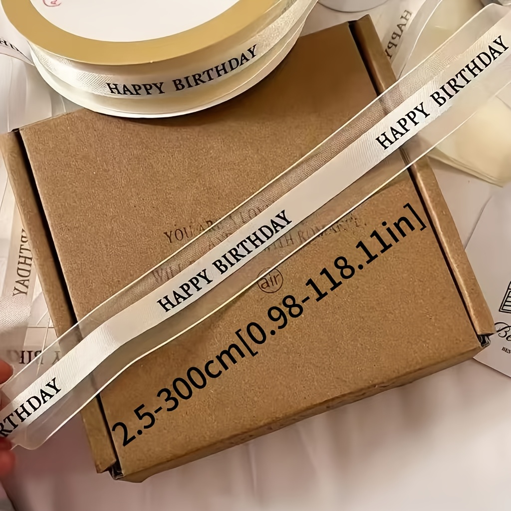 1pc 300cm Happy Birthday Gift Wrapping Ribbon Suitable For Diy Decoration And Bouquet Tying