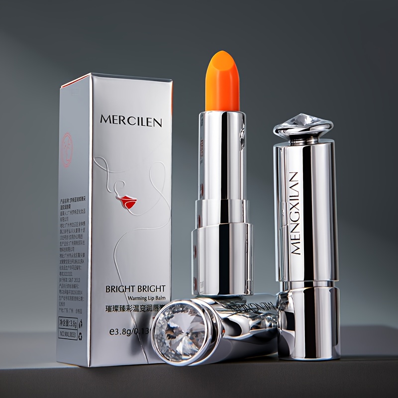 mercilen color changing lip balm with natural plant   essential oils self lit   hydrating brightening lip gloss balm 3 8  with applicator tip orange shades sensitive light beige safe valentines day gift for women men all light beige types long lasting moisture color changing effect luxurious lip care   lips   included tinted lip balm for women long lasting moisturizing lip balm lip balm for school 0
