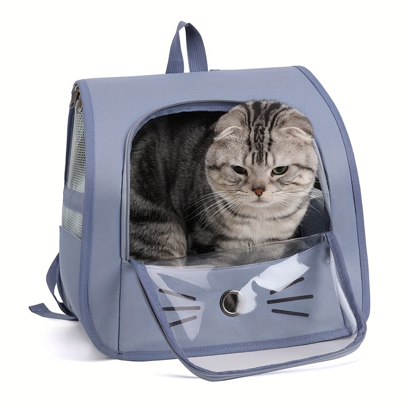 

1pc Large Transparent Cat Backpack, Breathable Portable Pet Carrier With Ventilation Holes, Durable Travel Bag For Cats And Dogs, Comfortable Shoulder Straps, Pet Supplies