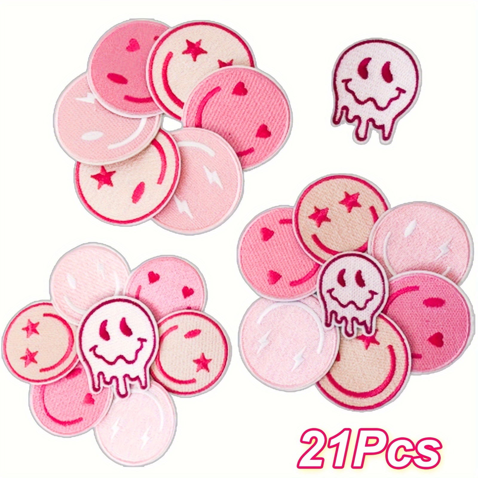 

[top-] 21pcs Smile Iron-on Patches - Sew/iron For Diy Crafts, Clothing & Decoration - ' Accessories