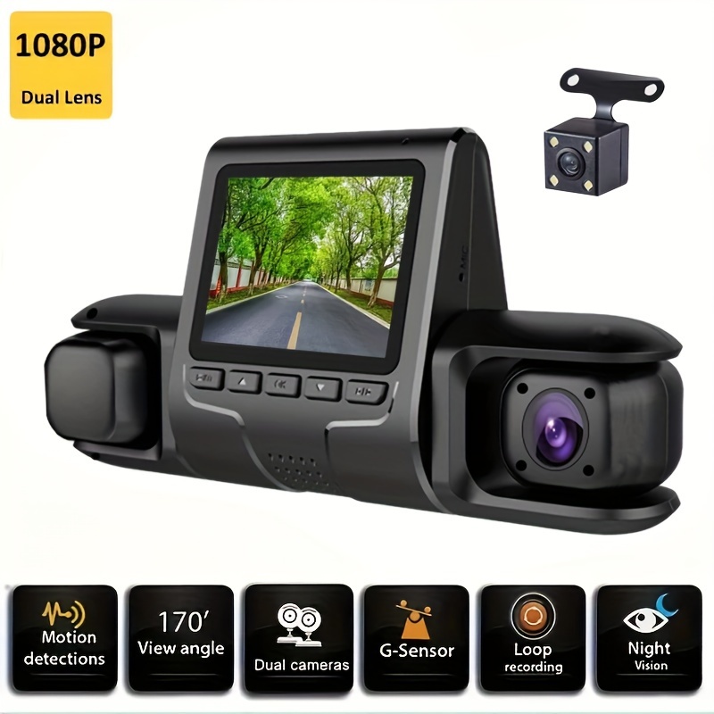 

Gyioeupt 1080p Hd Dash Cam With 3 Lenses - Front & Interior , , 360° , Loop Recording, , , , Car Dvr