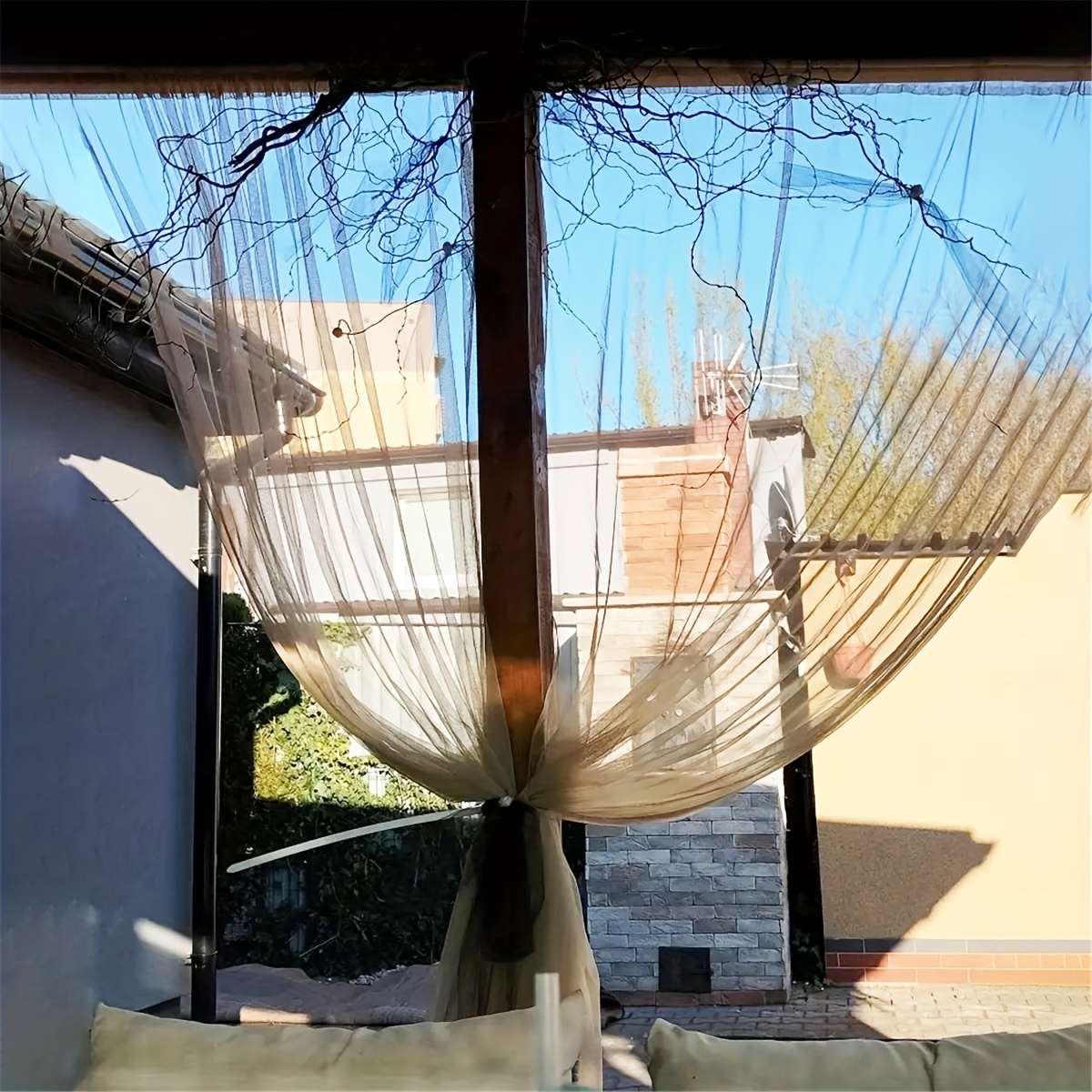 TEMU 1pz Zanzariera da Campeggio a Forma di Gazebo, Senza , Disponibile in 6 Colori, Multifunzionale, Adatta per Gazebo da Giardino, Patio, Viaggi,