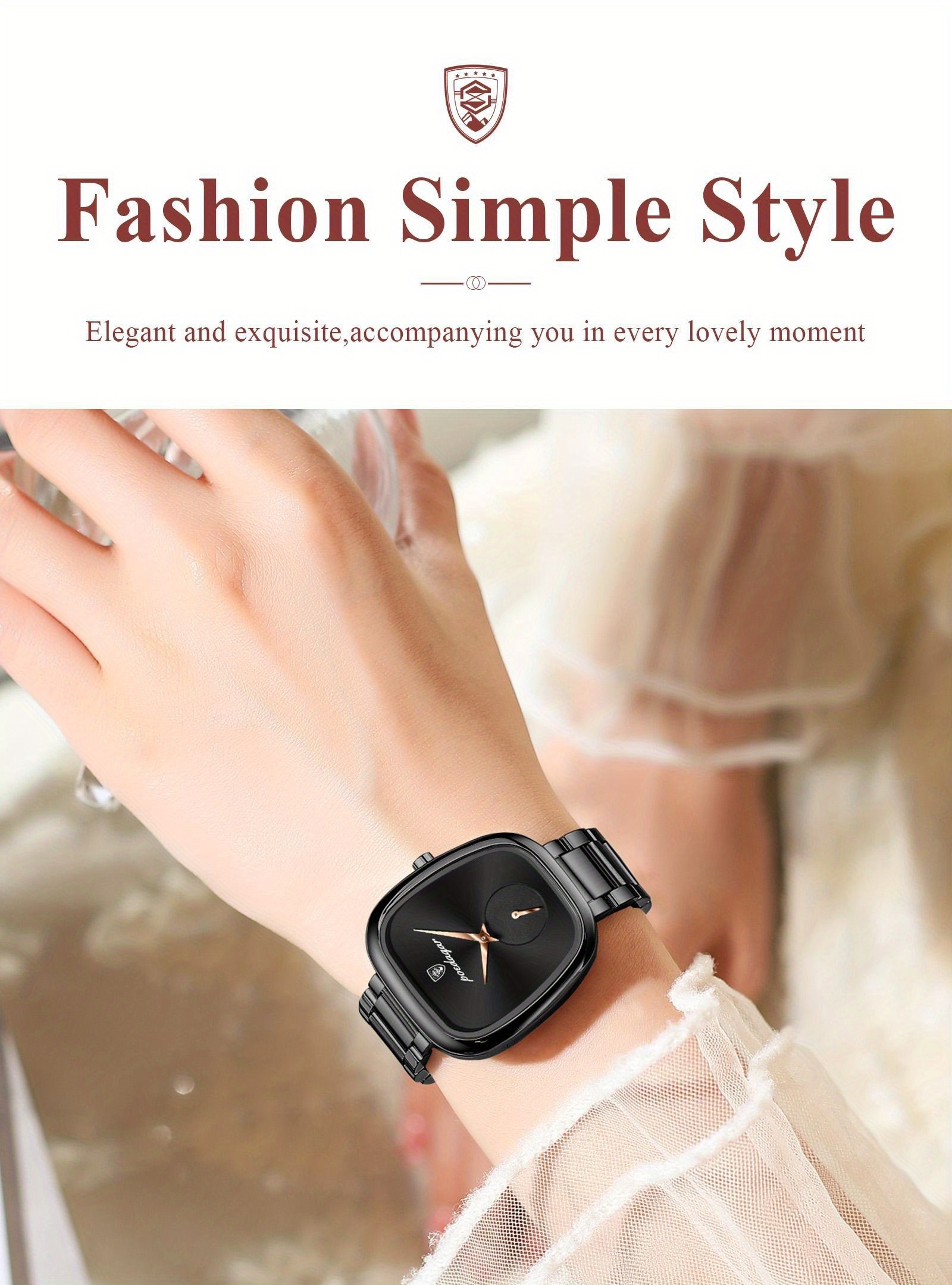 POEDAGAR Ultra-thin Stainless Steel Square Waterproof Quartz Wristwatch | Elegant and Exquisite Korean Style, Fashionable Luxury Ladies Watch with Non-rechargeable Battery