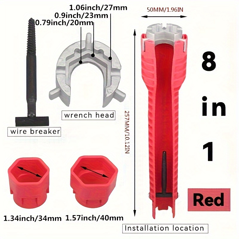 TEMU 1pc Llave De Instalación De Grifo Y Fregadero Multifunción, Herramienta De Plomería Para Válvulas De 5/8 Y Líneas De Suministro, Instalador Y