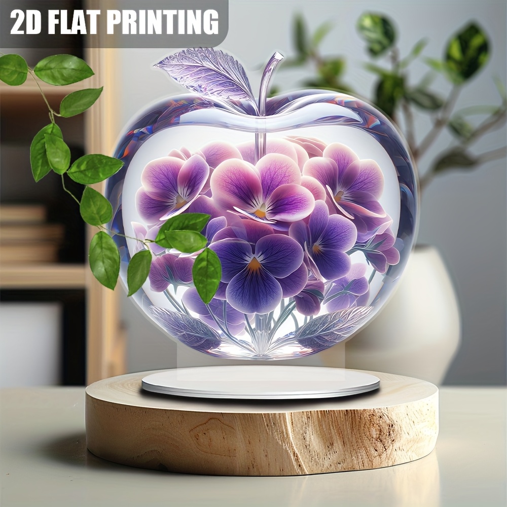 

Crystal Sun With Purple Flowers - 2d Printed, Acrylic, No Electricity Needed, Ideal For Room Decor & Birthday Gifts, 19.81x18.8cm, Sun Decor