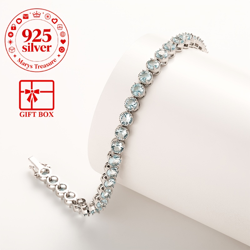 Image of 925 Silver Men's Salt Round Moissanite Bracelet A Gift For A 1 Beautiful Moissanite Birthday Valentine's Day Father's Day Thanksgiving Exquisite Gift Box