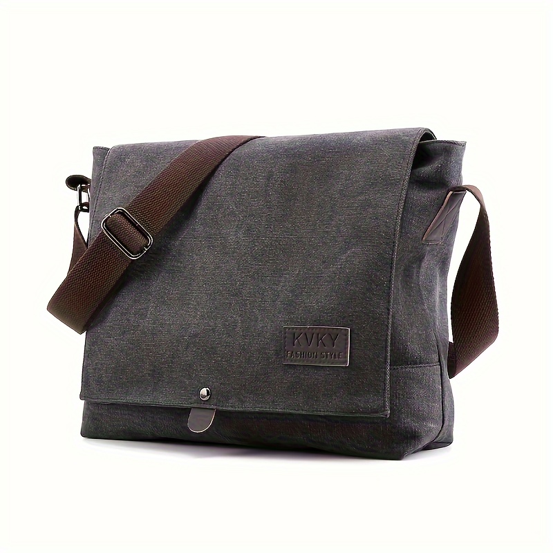 

Vintage-inspired Canvas Messenger Bag For Men - Lightweight, Casual Shoulder Crossbody With , Perfect For Work & Travel - Available In Dark Brown, Gray, Black