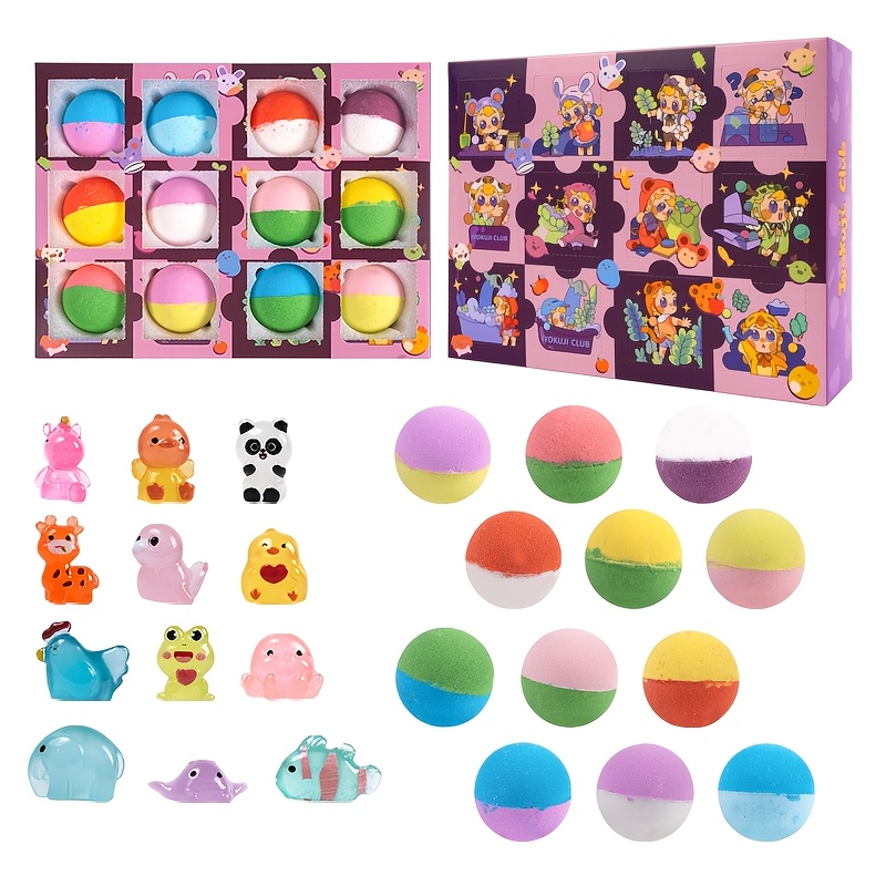 TEMU Club 12pcs Glow In The Dark With Toys Inside, Animal Bath Gift Set With Glow Animal Bath Toys, Colorful Bubble Bath, Birthday Gifts & Party