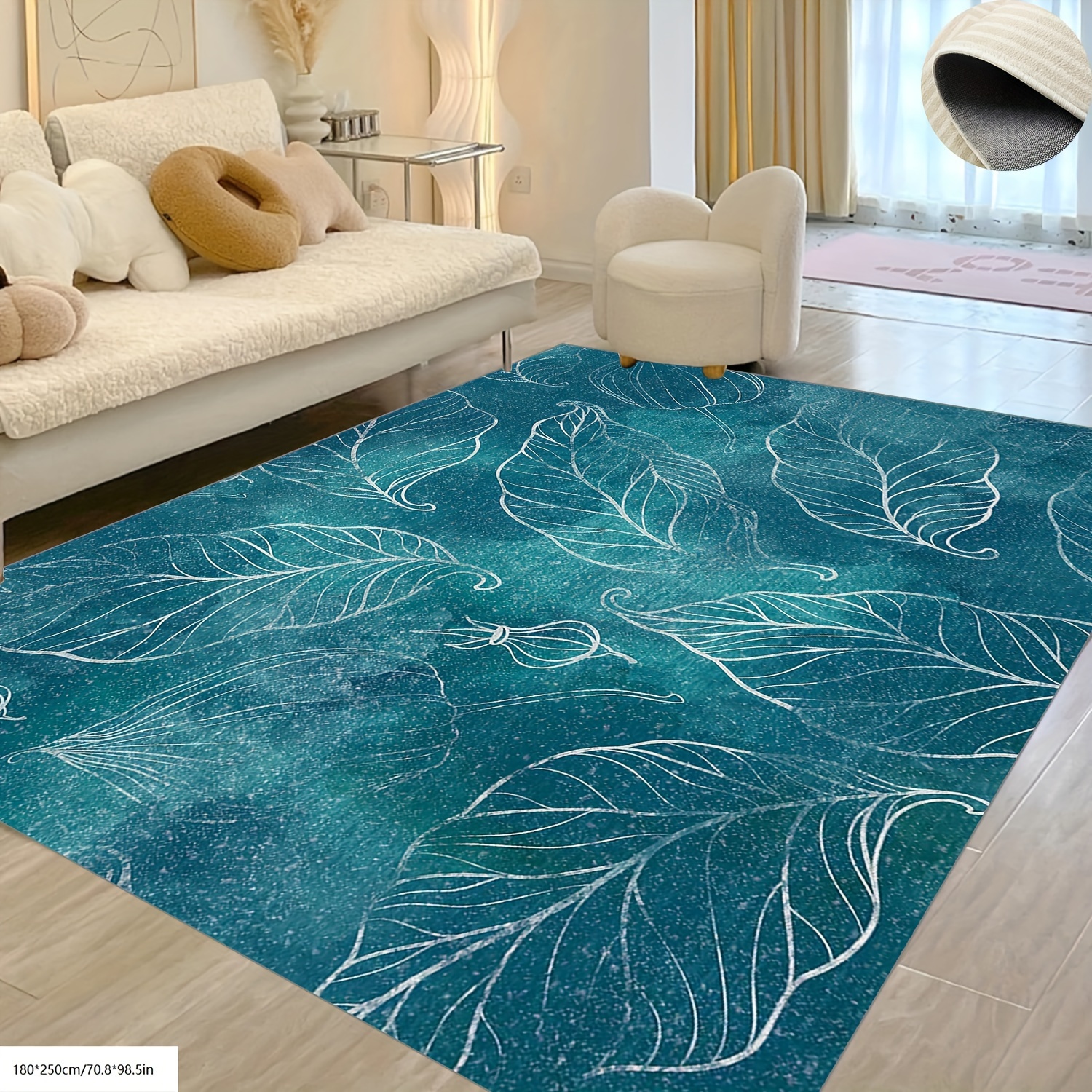 

1pc Modern Abstract Light Luxury Rendering Blue-green Floor Mat Carpet, Easy To Clean Soft Machine Washable, Non-slip, Stain Resistant, Suitable For Any Space Area Including Office, Sofa, Bedside