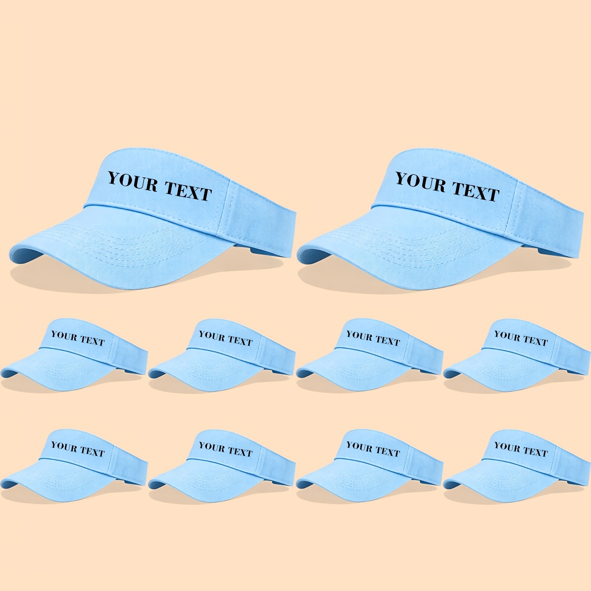 TEMU 10pcs Adult Custom Text Visor Hat, Personalized Name/ For Team/slogan, Adjustable, Lightweight Breathable, For Outdoor Sports/ For Team