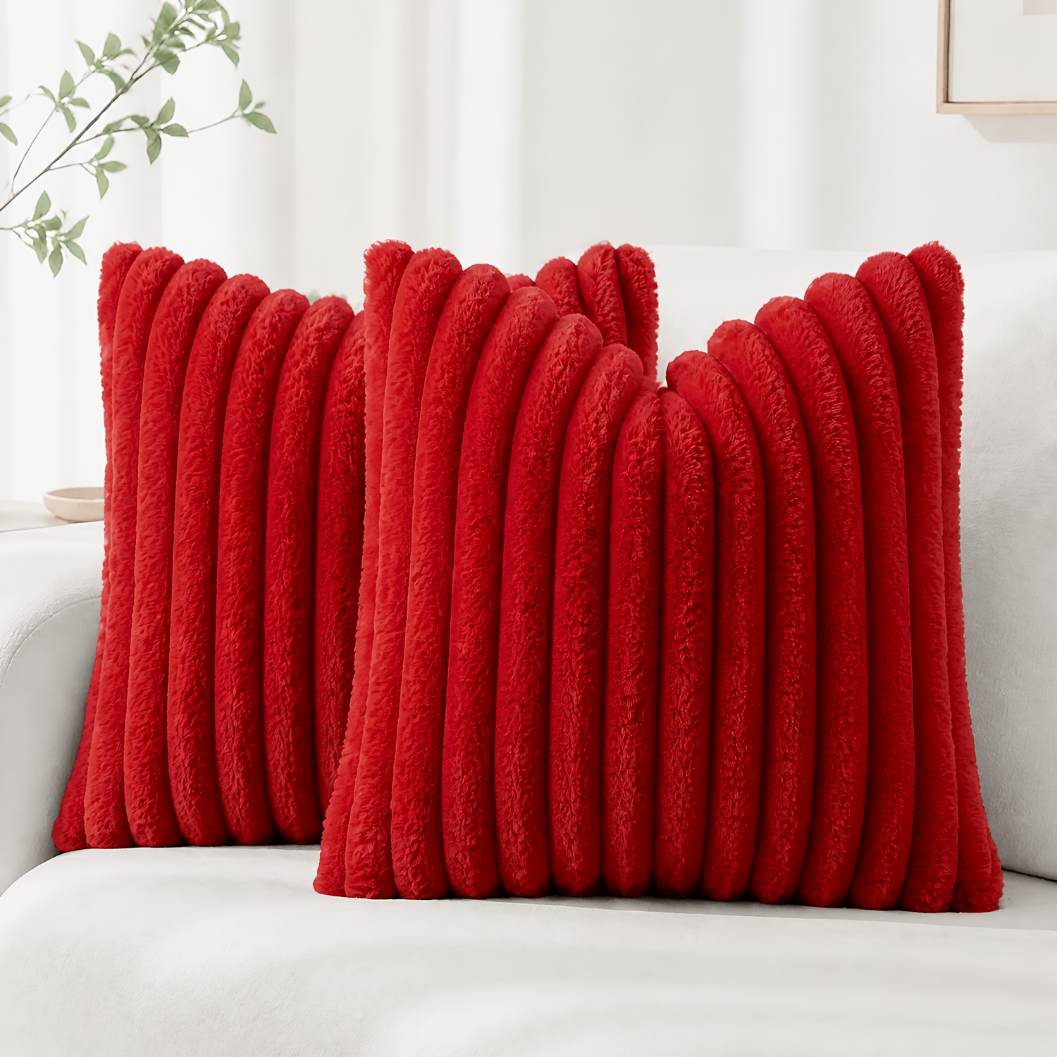 TEMU 2pcs Throw Pillow Covers, Luxury Soft Fluffy Striped Modern Decorative Cushion Covers, Boho Farmhouse Sofa Couch Living Room Decor, 12x20 16x16