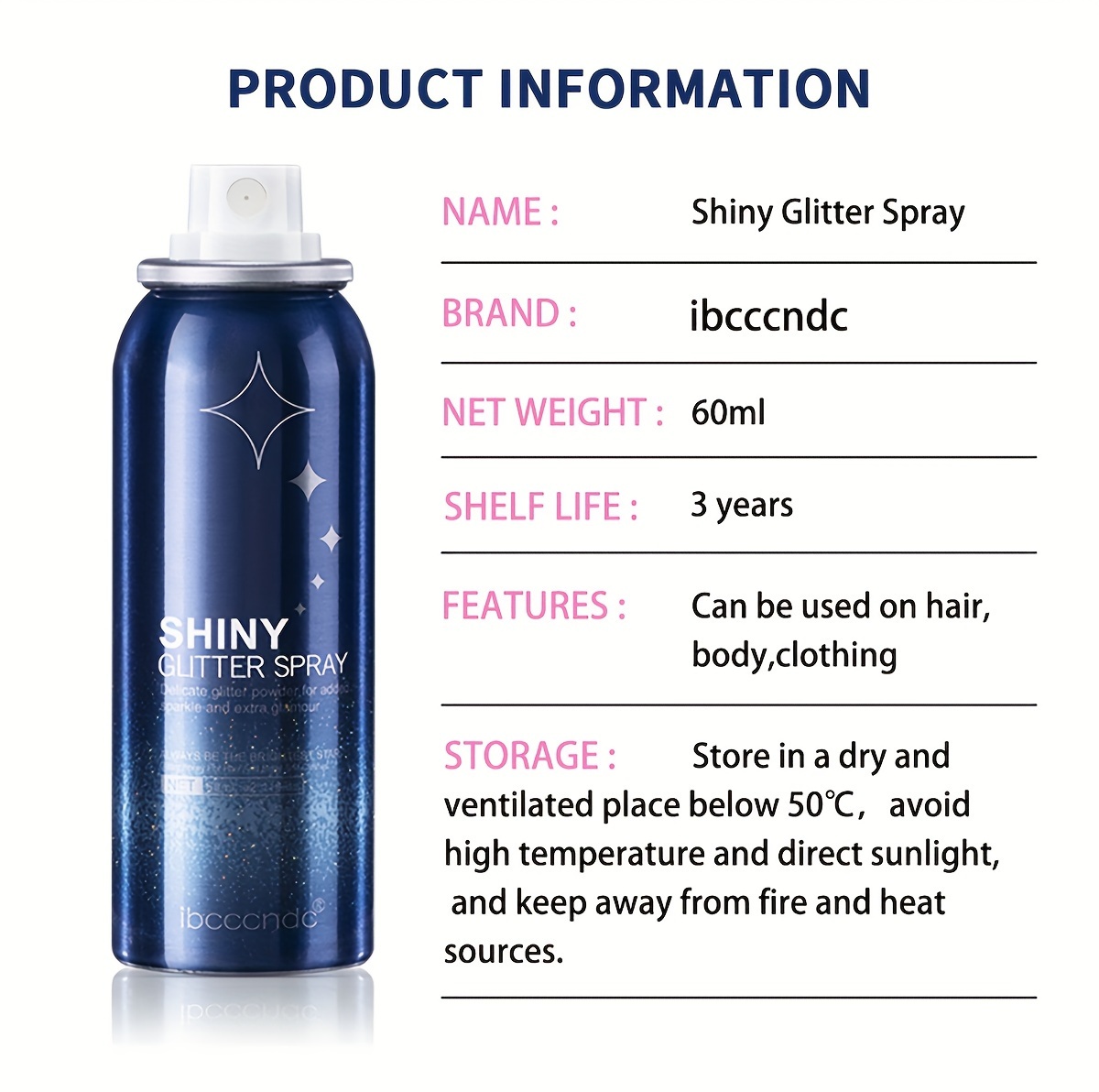  shiny glitter spray pack of 2 colorful luster 60ml body glitter spray for clothes hair and body long lasting glitter makeup body shimmer spray rave accessories for festival concert halloween party details 2