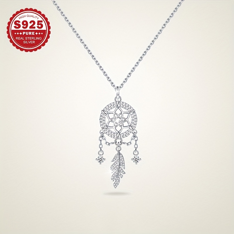 Sterling Silver Dreamcatcher Pendant Necklace Elegant Jewellery_voghion.com