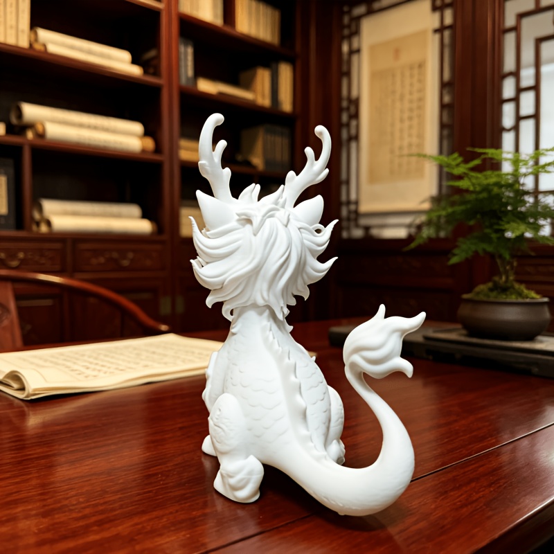 TEMU Adorable Chibi Decor Figurine, Traditional Chinese Tabletop Sculpture, Small Kawaii Dragon Desk Decoration Ornament For ' Birthday Housewarming