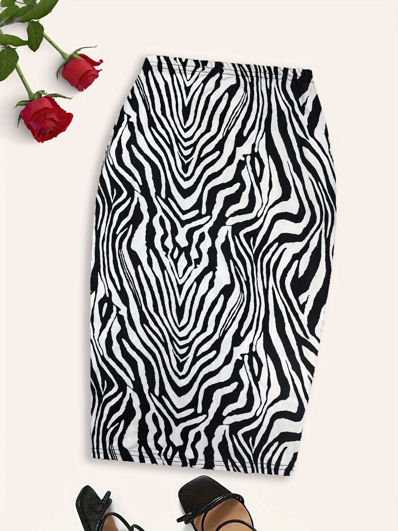 black white skirt sold on Temu United States