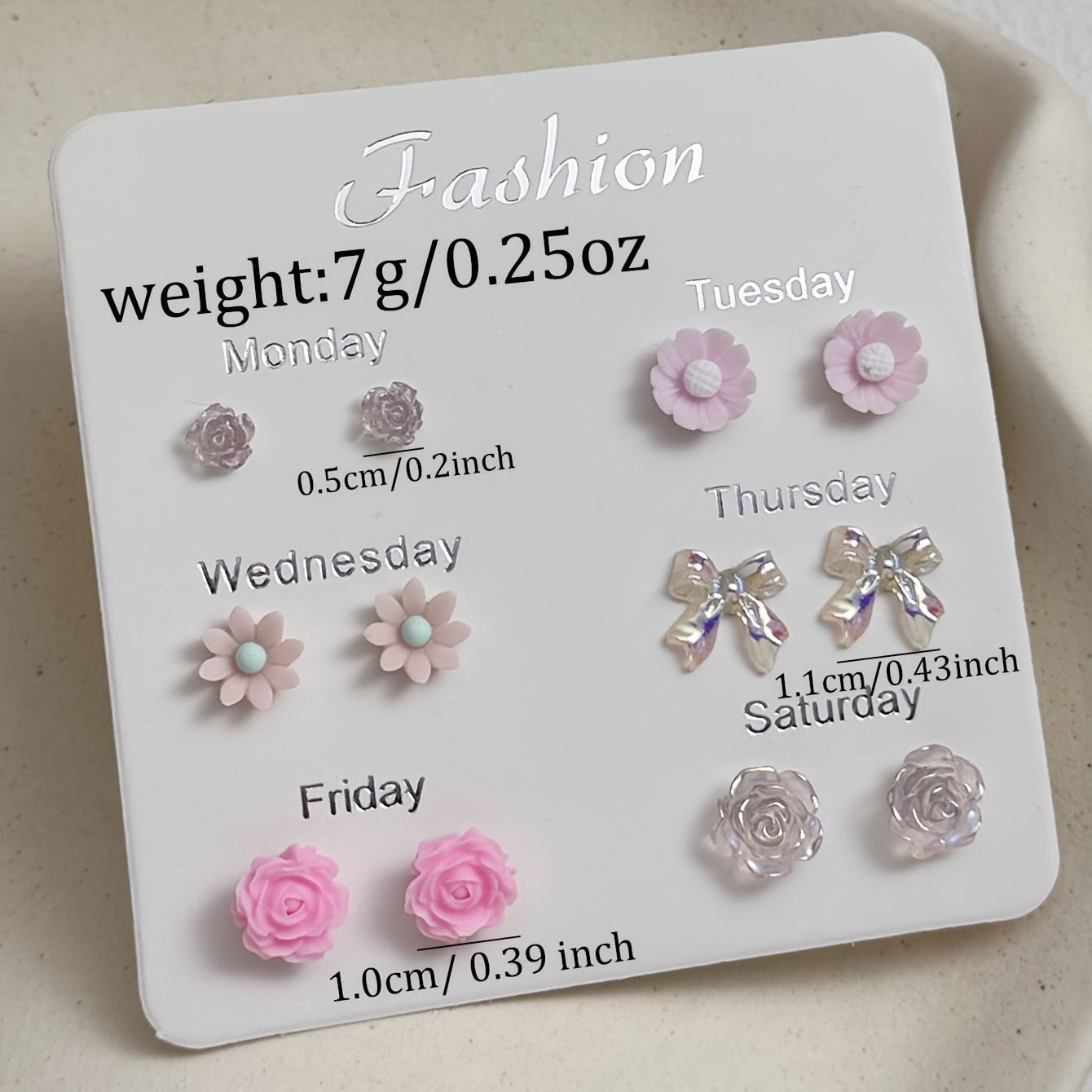 6 Pairs Colorful Flower and Bow Earrings Set