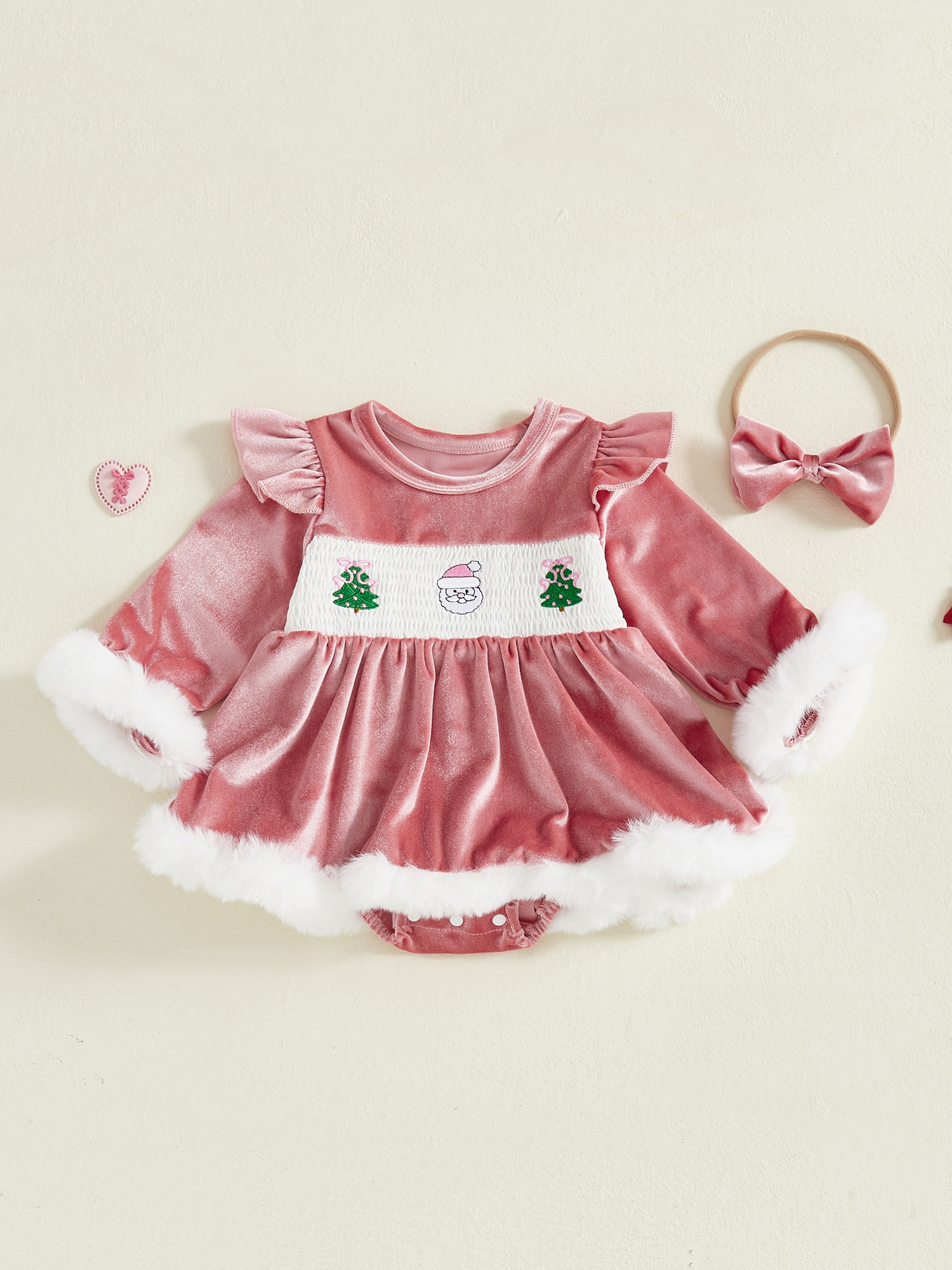 2pcs baby girl soft velvet christmas dress matching - Temu