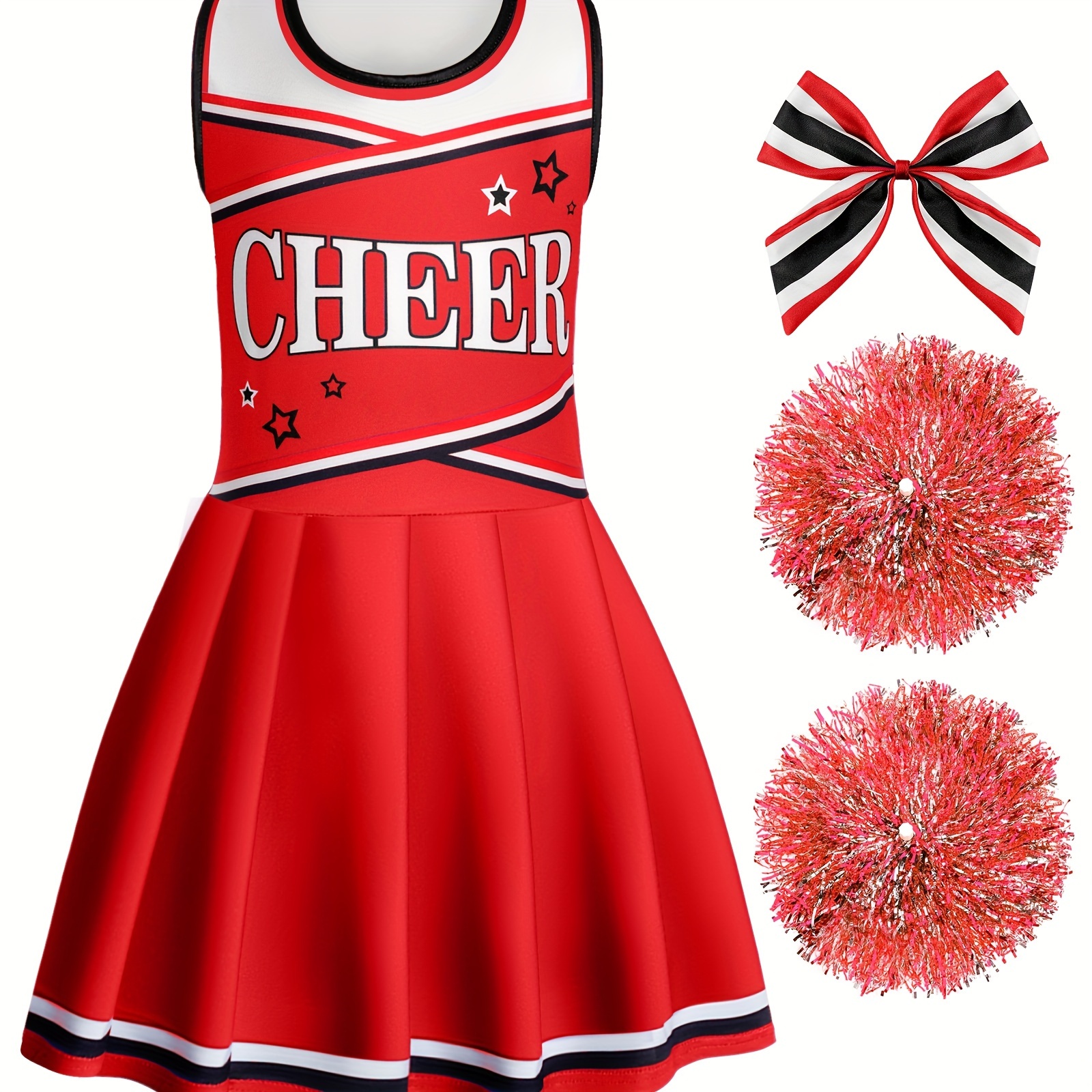 

1 Set Of Cheerleading Dress+2 Embroidered Balls+1 Bow Tie