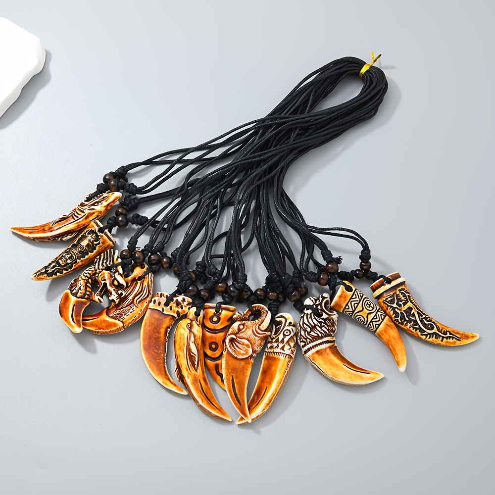 TEMU 10 Vintage Retractable Drawstring Resin Pendant Necklace Sets. Stylish And Elegant Unisex Necklaces Vacations. Suitable For Autumn And Winter