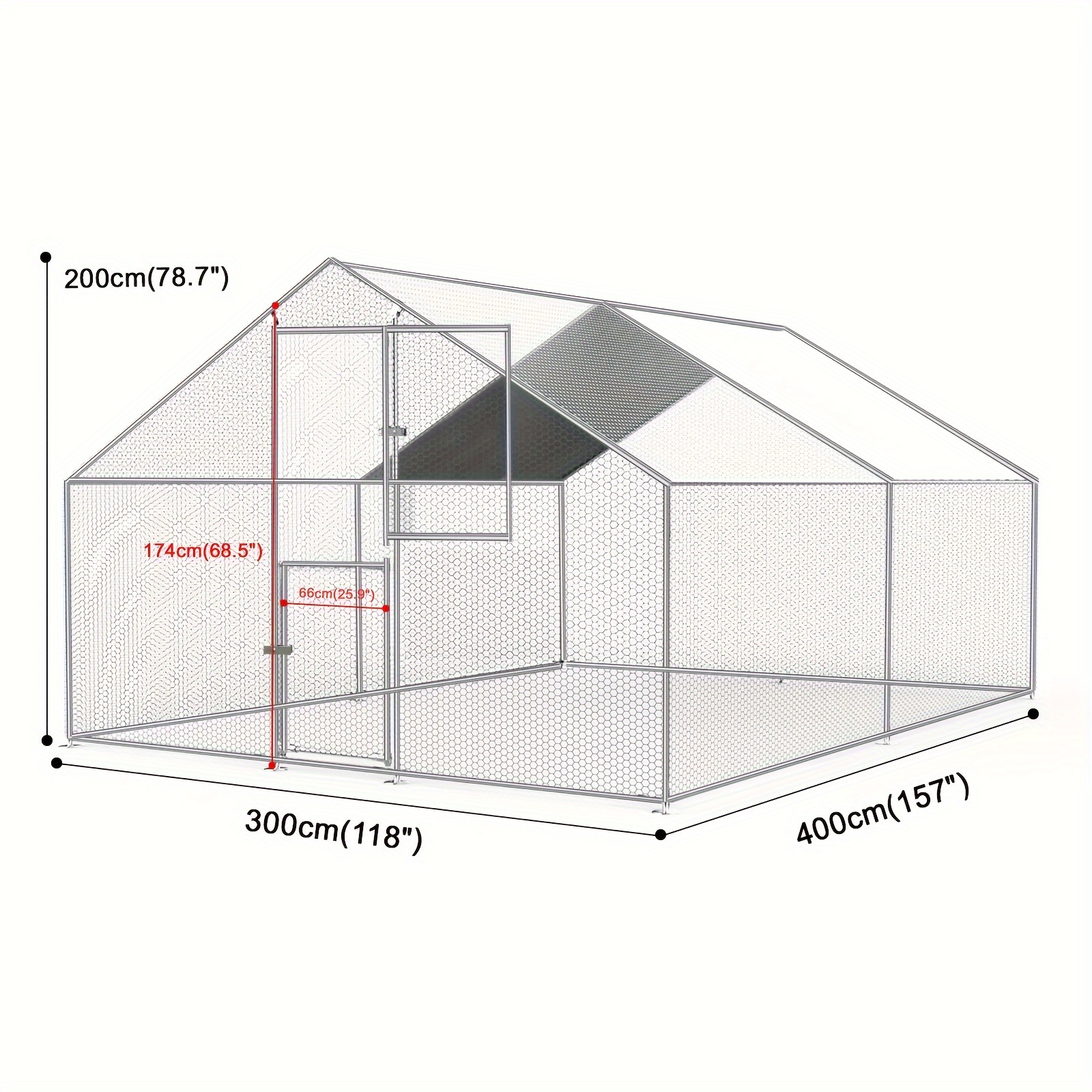 Metal Walk In Chicken Coop Run Cage Rabbit Hutch Temu